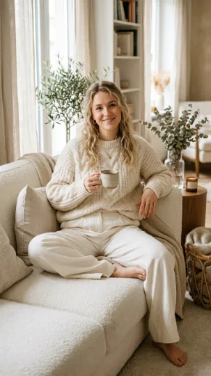 Knit Sweater with Wide-Leg Pants