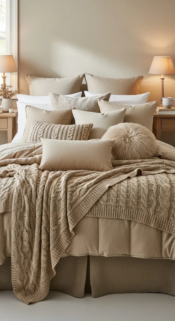 Layered Beige Bedding