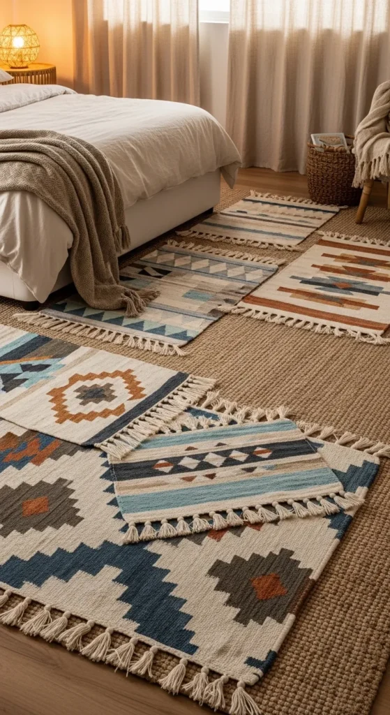Layered Rugs for a Boho Feel