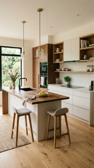 Matte White with Warm Wood Tones