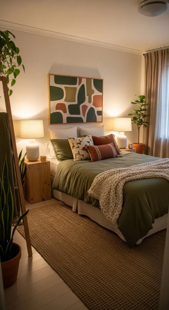 Muted Olive Green Bedroom