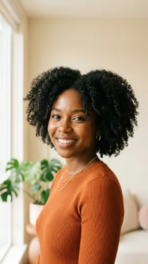 Natural Afro with Defined Curls