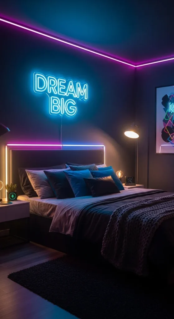 Neon Lights Bedroom