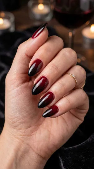 Ombre Black Cherry Nails