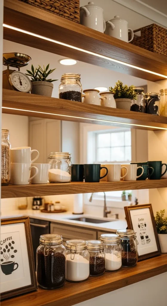 Open Shelving Coffee Bar