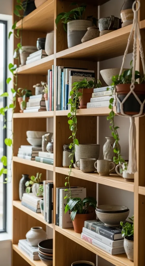 Open Shelving with Natural Decor