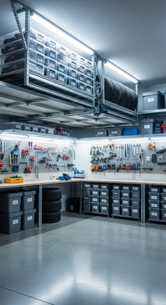 Overhead Storage Shelves in Garage