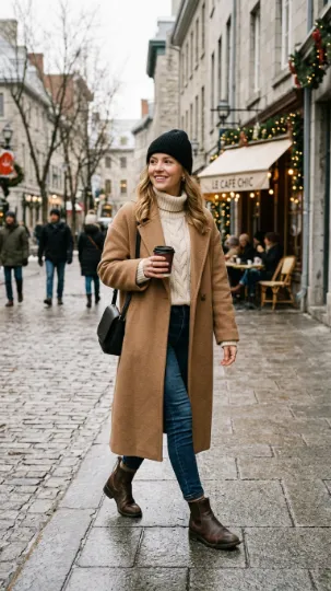 Oversized Coat with Knitwear