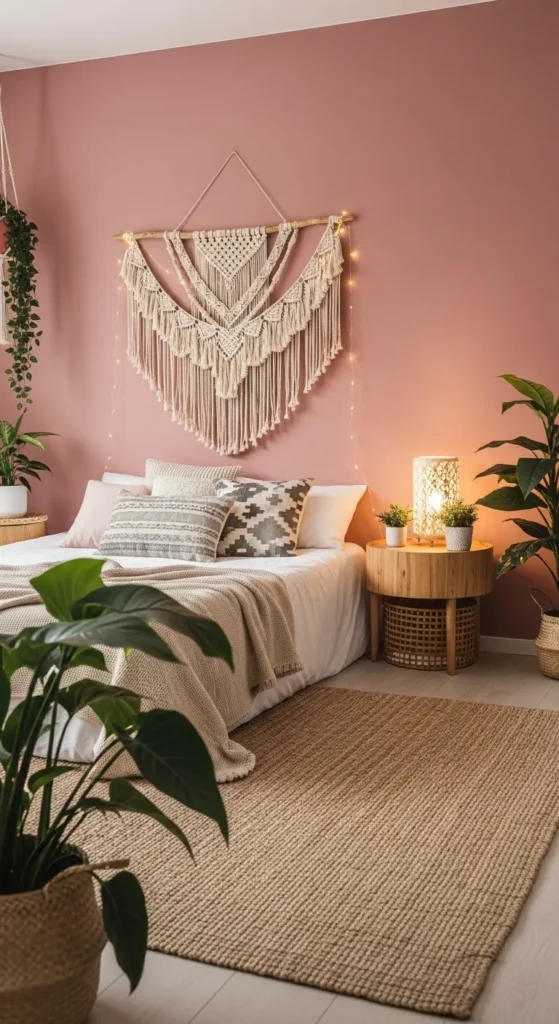 Pink Boho Accent Wall