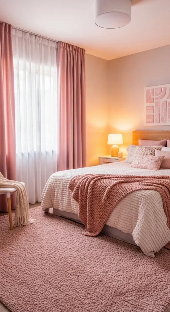 Pink Curtains and Rugs