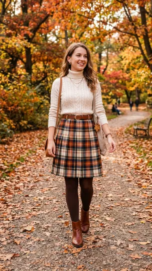 Plaid Skirt with Sweater