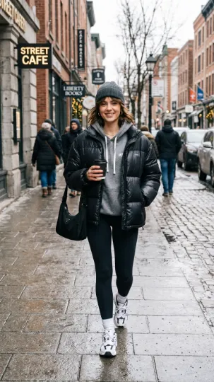 Puffer Jacket with Casual Basics
