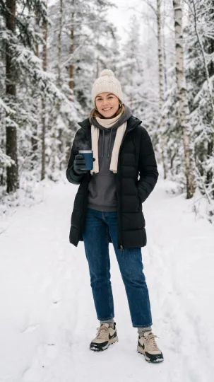 Puffer Jacket with Casual Basics