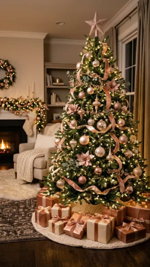 Rose Gold Christmas Tree Decorations