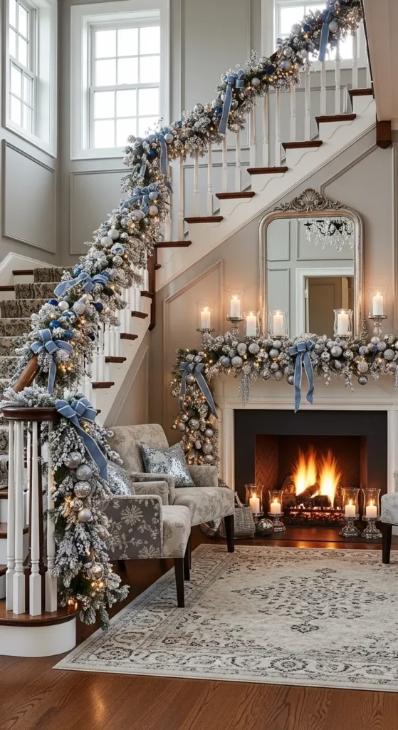 Snowy Blue Garland Decor
