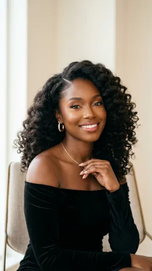 Soft Curls with Side Part