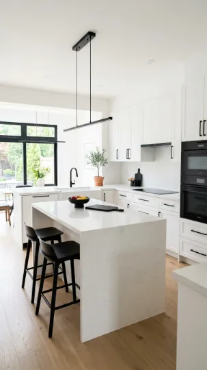 White Kitchen with Black Accents
