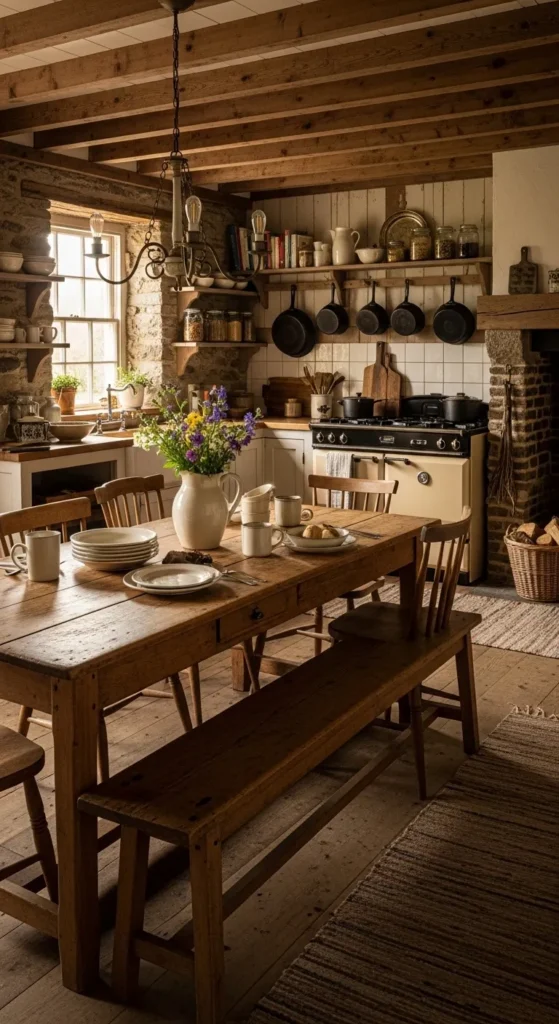 Wooden Dining Table Setup