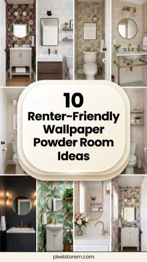 10 Renter-Friendly Wallpaper Powder Room Ideas