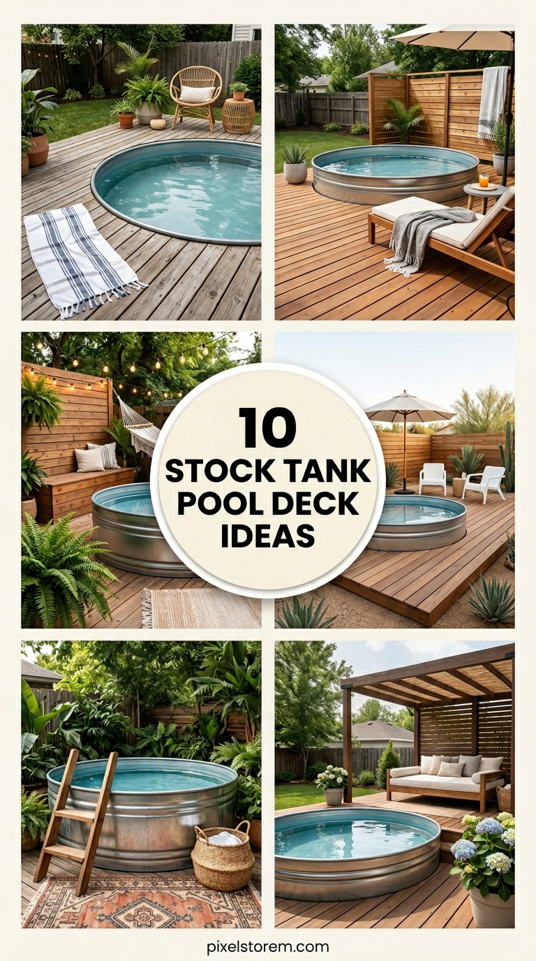 10 Summer Stock Tank Pool Deck Ideas for Backyard Oasis