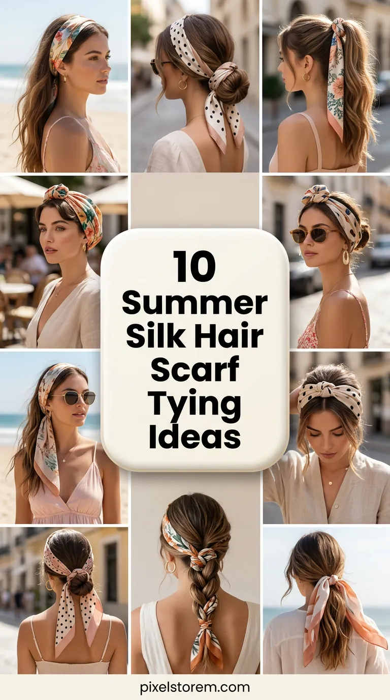 10 Summer Silk Hair Scarf Tying Ideas
