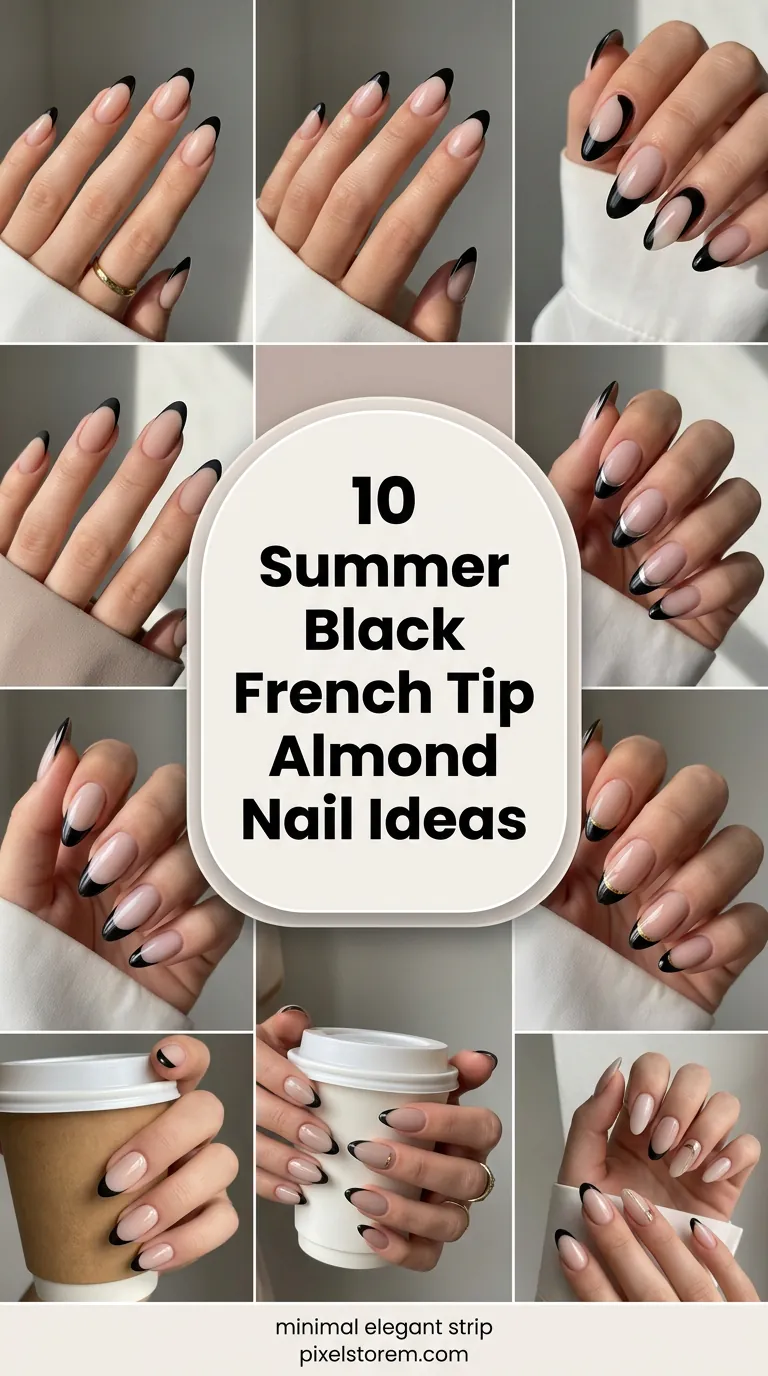 10 Summer Black French Tip Almond Nail Ideas for a Chic Look